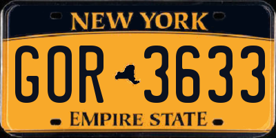 NY license plate GOR3633
