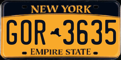 NY license plate GOR3635