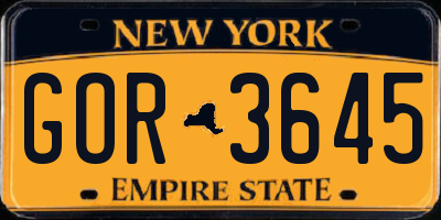 NY license plate GOR3645