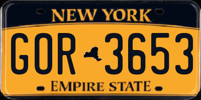 NY license plate GOR3653