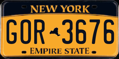 NY license plate GOR3676