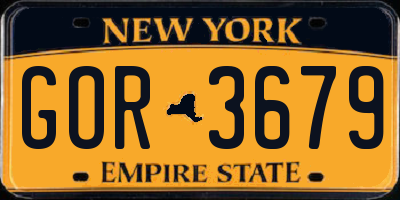NY license plate GOR3679
