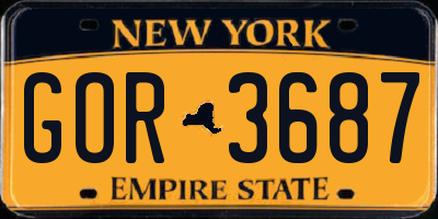 NY license plate GOR3687