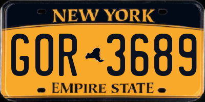 NY license plate GOR3689