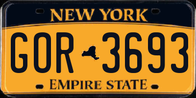 NY license plate GOR3693
