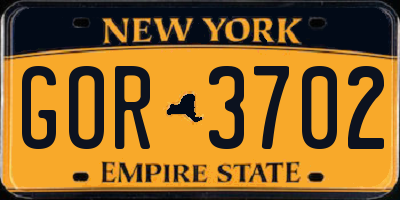 NY license plate GOR3702