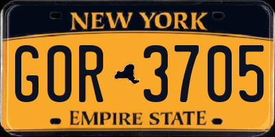 NY license plate GOR3705