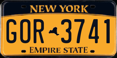NY license plate GOR3741
