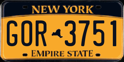 NY license plate GOR3751