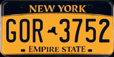 NY license plate GOR3752