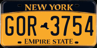 NY license plate GOR3754