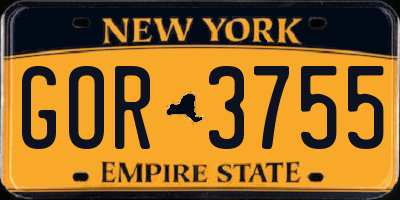 NY license plate GOR3755