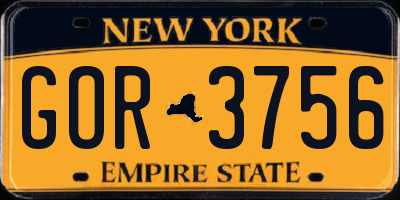 NY license plate GOR3756
