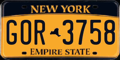 NY license plate GOR3758