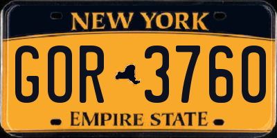 NY license plate GOR3760