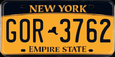NY license plate GOR3762