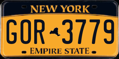 NY license plate GOR3779