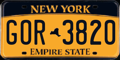 NY license plate GOR3820