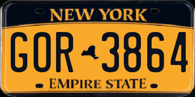 NY license plate GOR3864