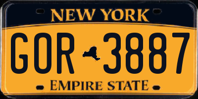 NY license plate GOR3887
