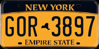 NY license plate GOR3897