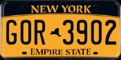 NY license plate GOR3902