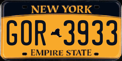 NY license plate GOR3933