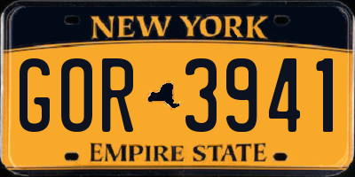 NY license plate GOR3941