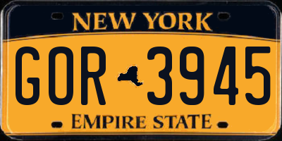 NY license plate GOR3945
