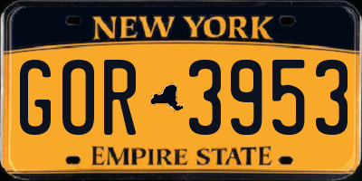 NY license plate GOR3953