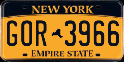 NY license plate GOR3966