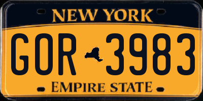 NY license plate GOR3983