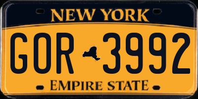 NY license plate GOR3992