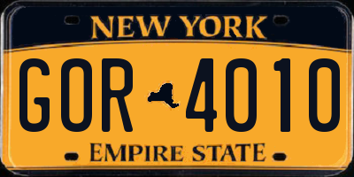 NY license plate GOR4010
