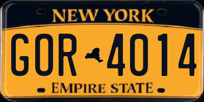 NY license plate GOR4014