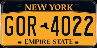 NY license plate GOR4022