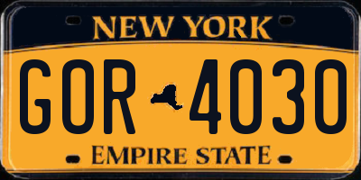 NY license plate GOR4030