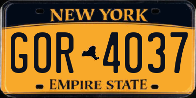 NY license plate GOR4037