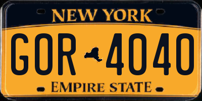 NY license plate GOR4040