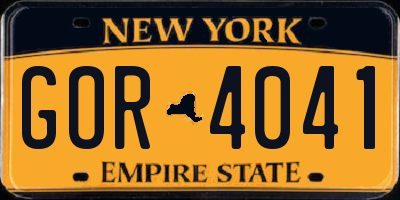 NY license plate GOR4041