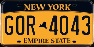 NY license plate GOR4043