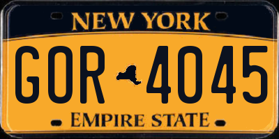 NY license plate GOR4045