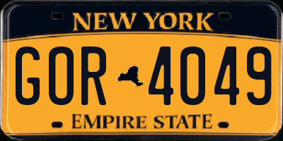 NY license plate GOR4049