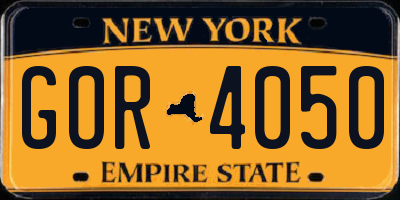 NY license plate GOR4050
