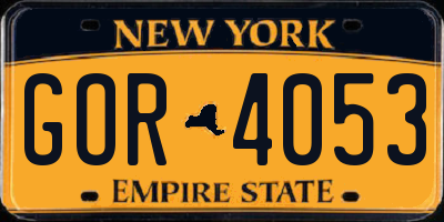 NY license plate GOR4053
