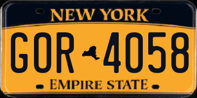 NY license plate GOR4058