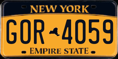 NY license plate GOR4059