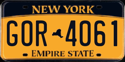 NY license plate GOR4061