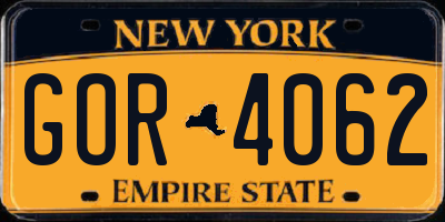 NY license plate GOR4062