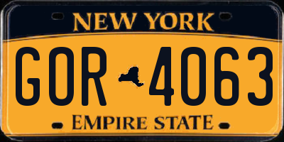 NY license plate GOR4063